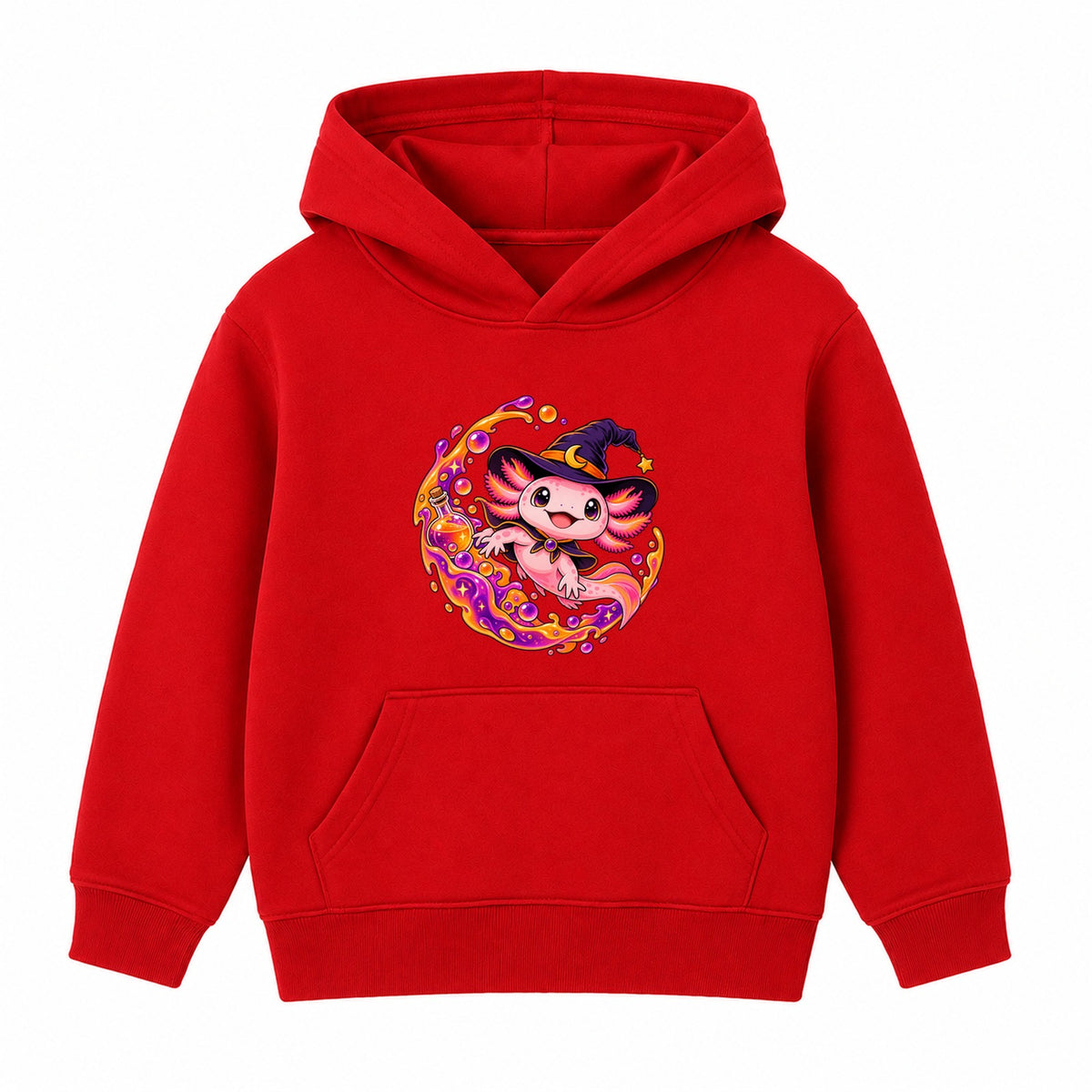 Witch Axolotl kids Halloween hoodie - Red