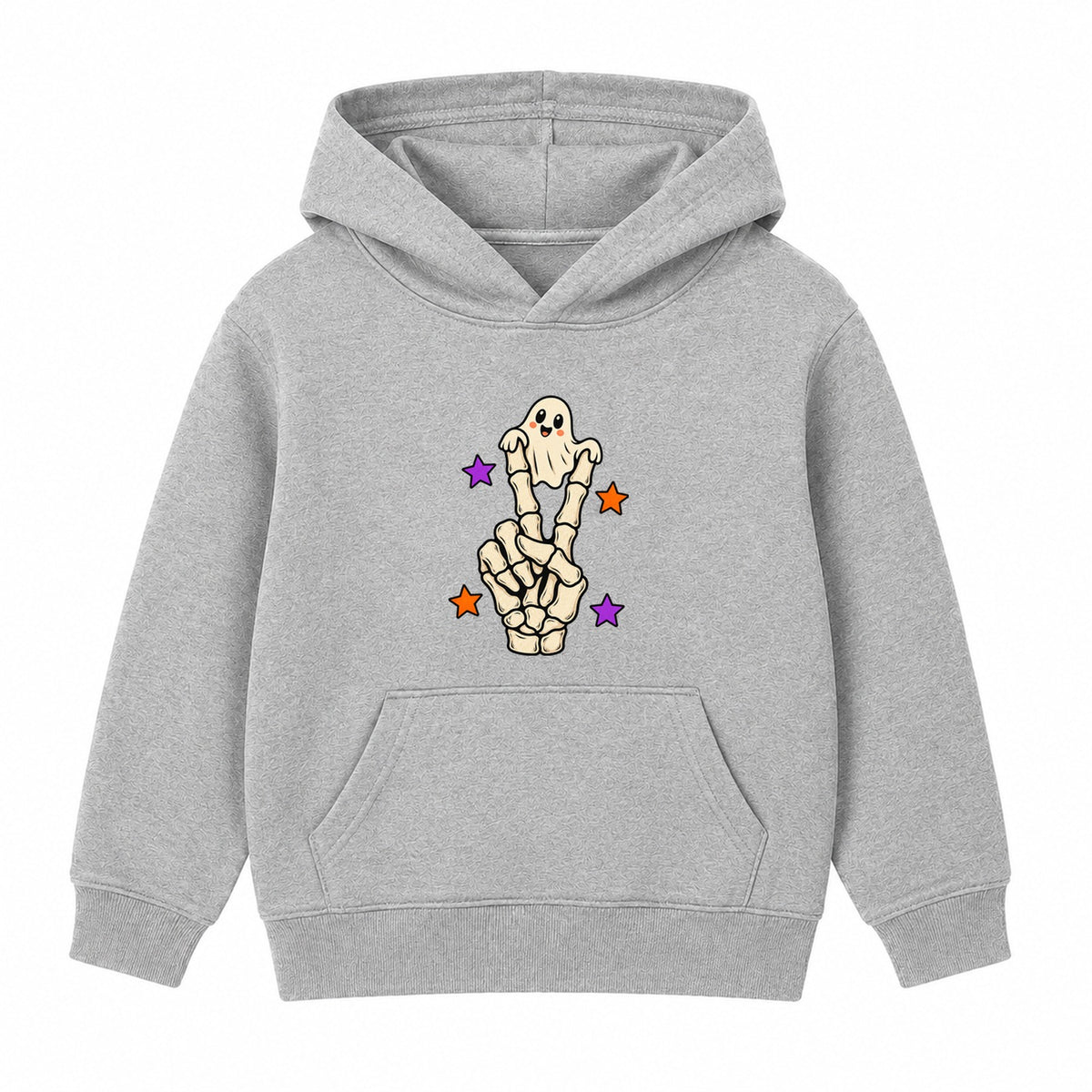 Peace Out Skeleton kids Halloween hoodie - Heather Grey