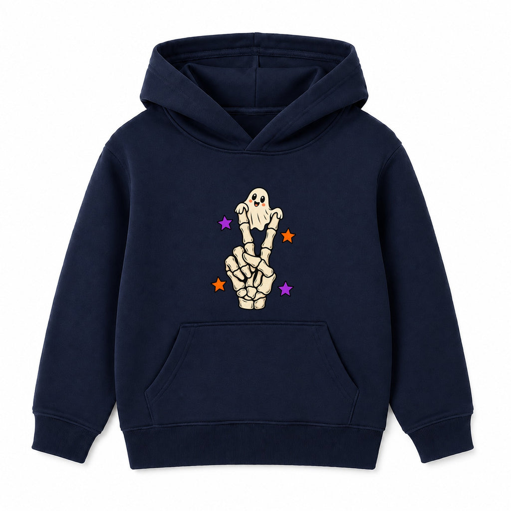 Peace Out Skeleton kids Halloween hoodie - Navy