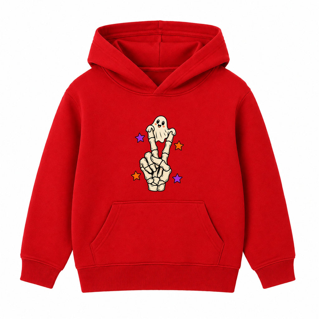Peace Out Skeleton kids Halloween hoodie - Red