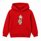Peace Out Skeleton kids Halloween hoodie - Red