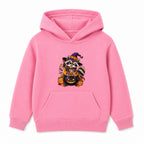 Raccoon Witch kids Halloween hoodie - Pink