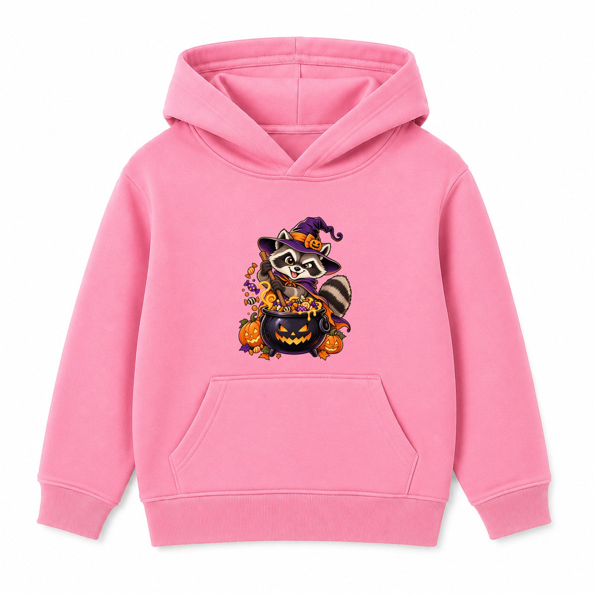 Raccoon Witch kids Halloween hoodie - Pink