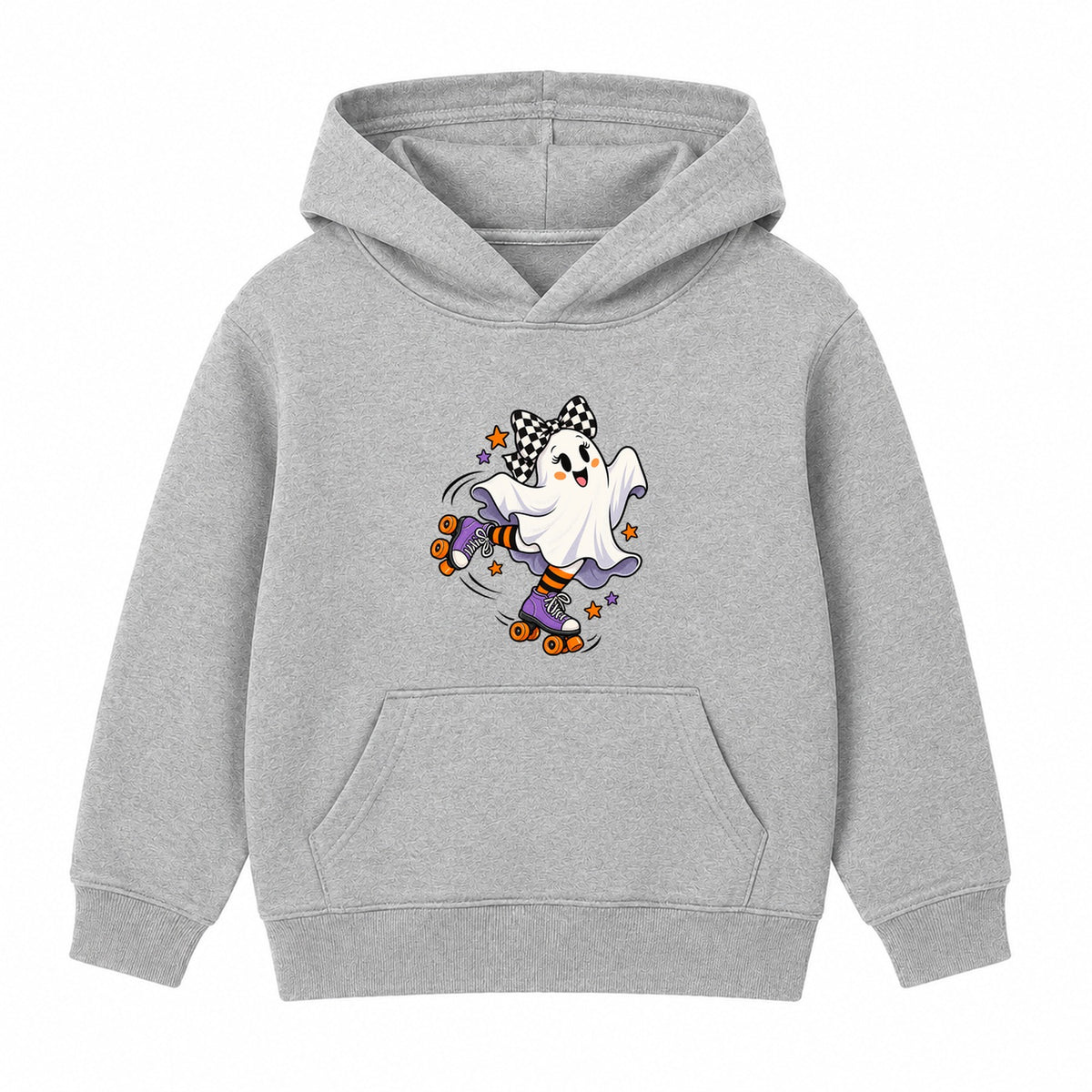 Roller Skate Ghost kids Halloween hoodie - Heather Grey