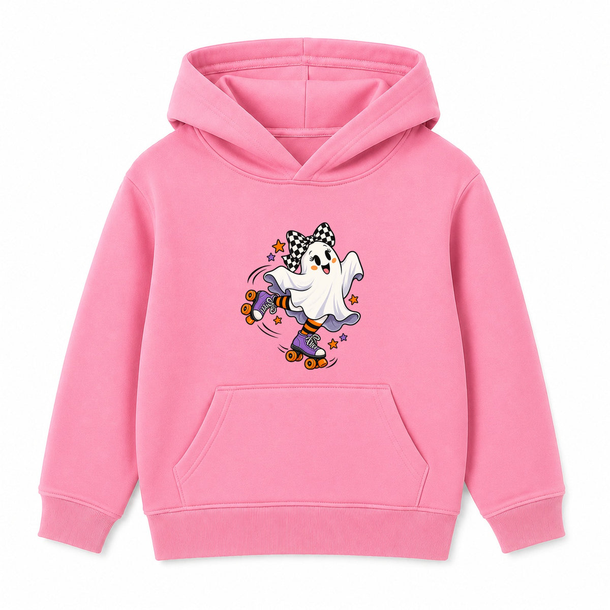 Roller Skate Ghost kids Halloween hoodie - Pink