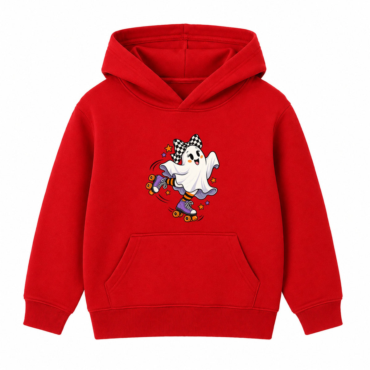 Roller Skate Ghost kids Halloween hoodie - Red