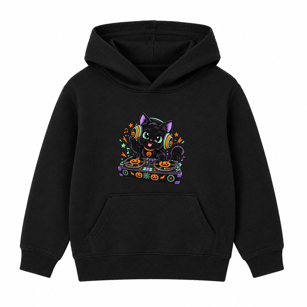 DJ Cat kids Halloween hoodie - Black