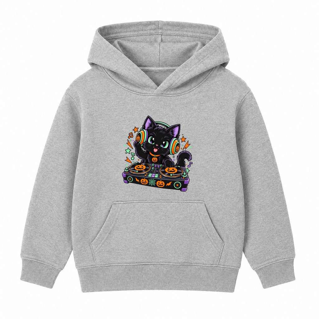 DJ Cat kids Halloween hoodie - Heather Grey
