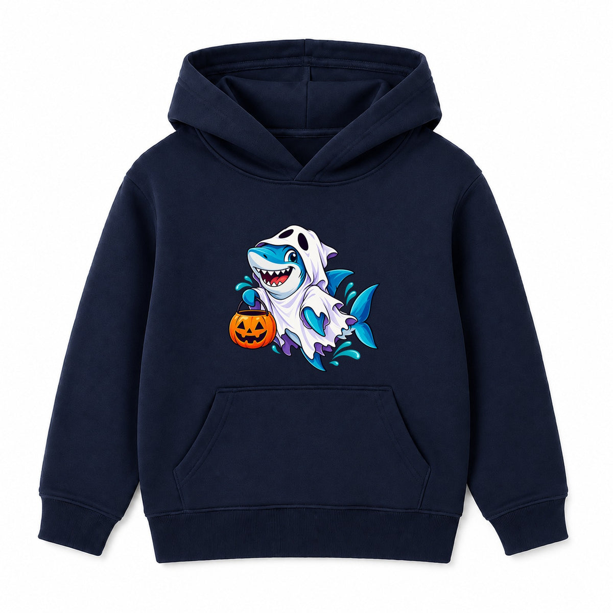 Ghost Shark kids Halloween hoodie - Navy