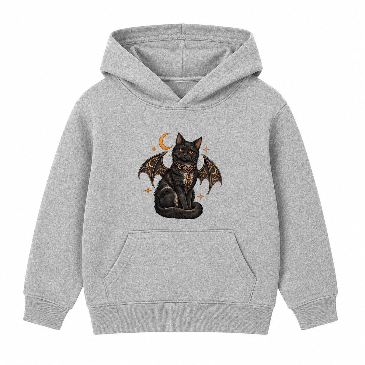 Crescent Moon Cat adult Halloween hoodie - Heather Grey