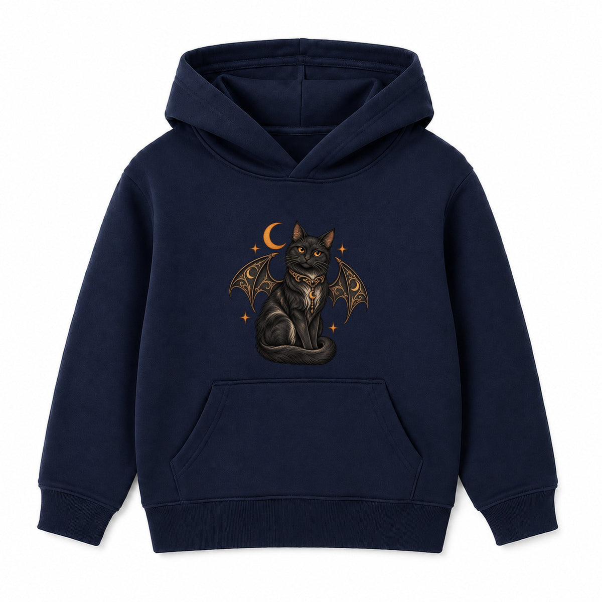 Crescent Moon Cat adult Halloween hoodie - Navy