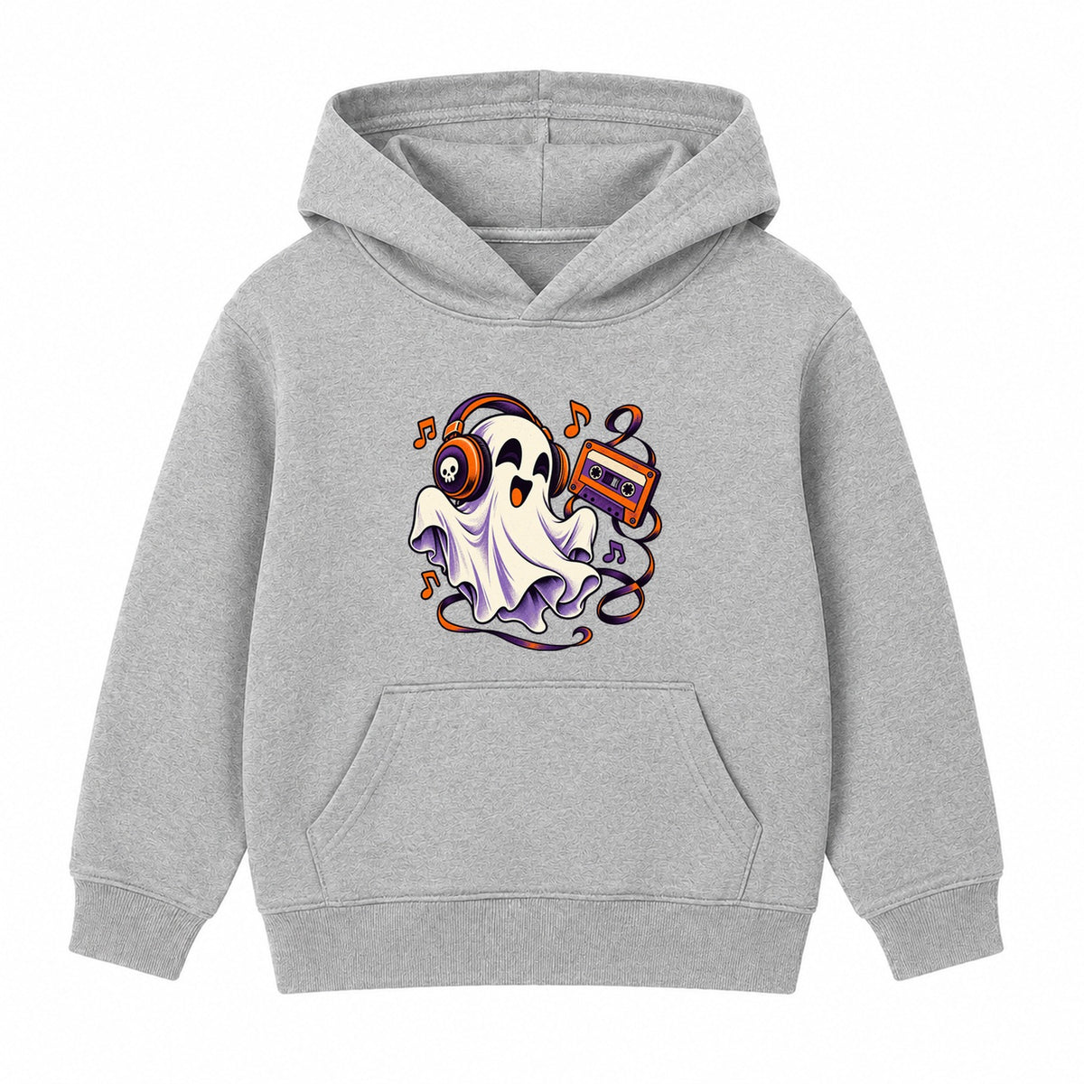 Headphone Ghost adult Halloween hoodie - Heather Grey