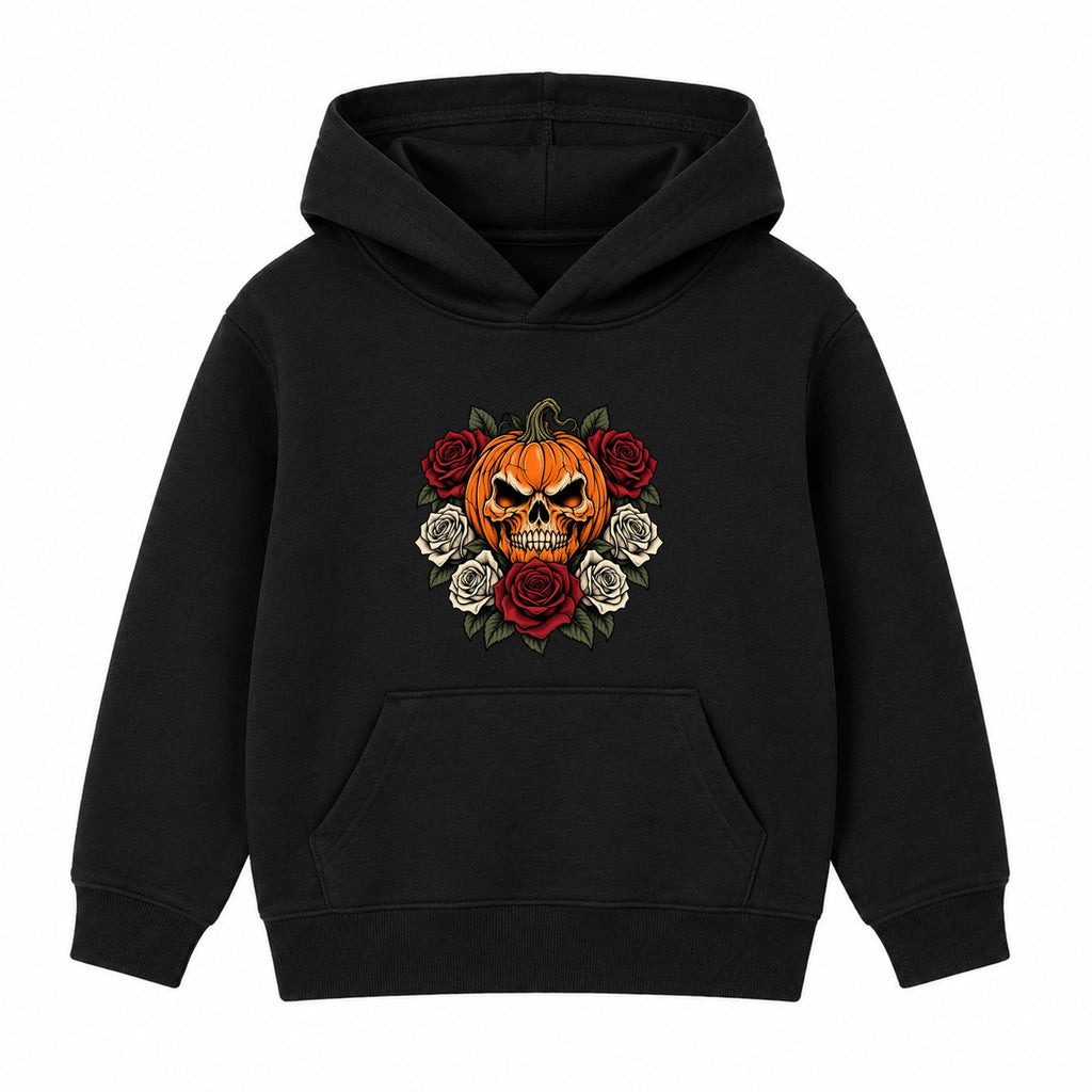 Rose Pumpkin Skull adult Halloween hoodie - Black