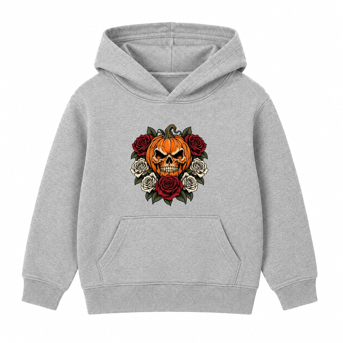 Rose Pumpkin Skull adult Halloween hoodie - Heather Grey