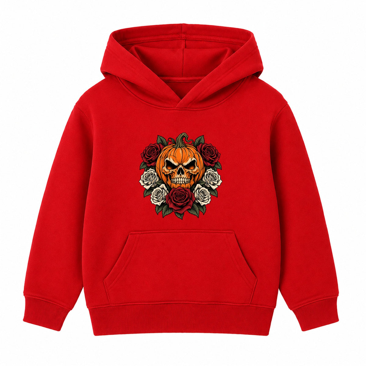 Rose Pumpkin Skull adult Halloween hoodie - Red