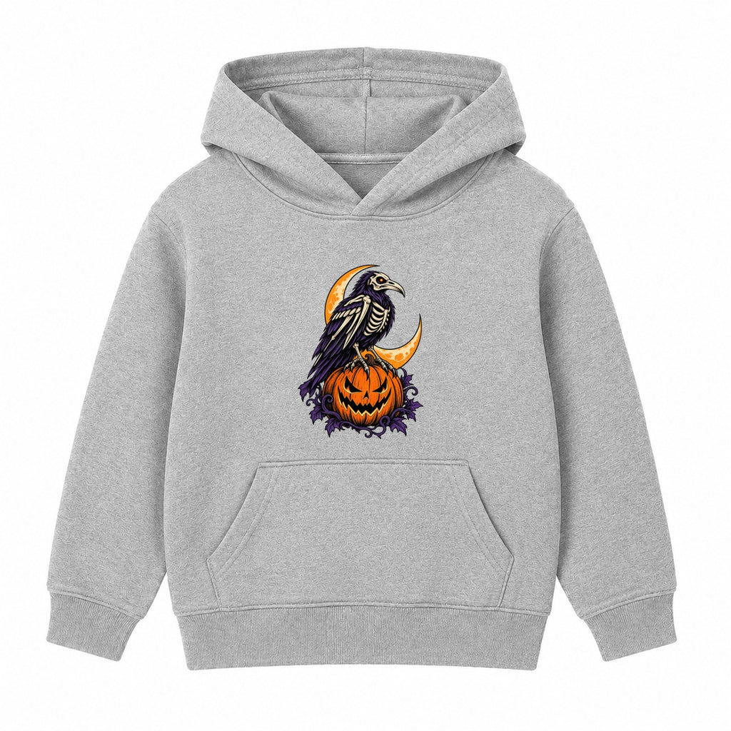 Skeleton Raven adult Halloween hoodie - Heather Grey