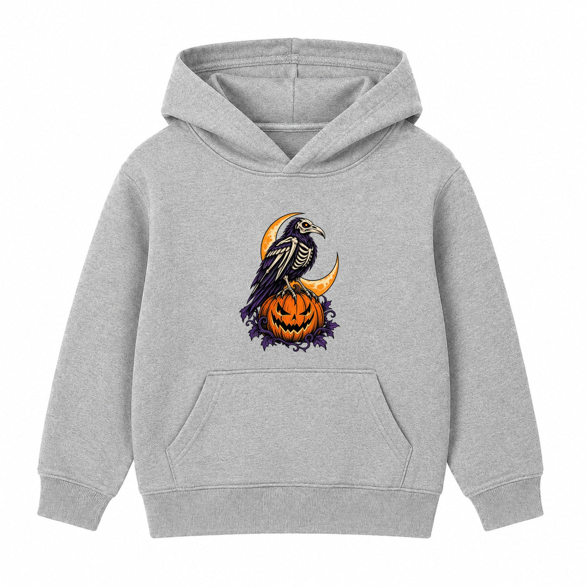 Skeleton Raven adult Halloween hoodie - Heather Grey