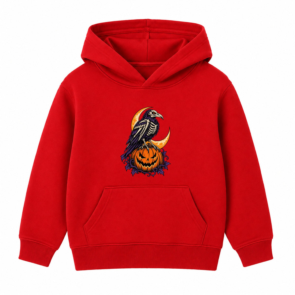 Skeleton Raven adult Halloween hoodie - Red