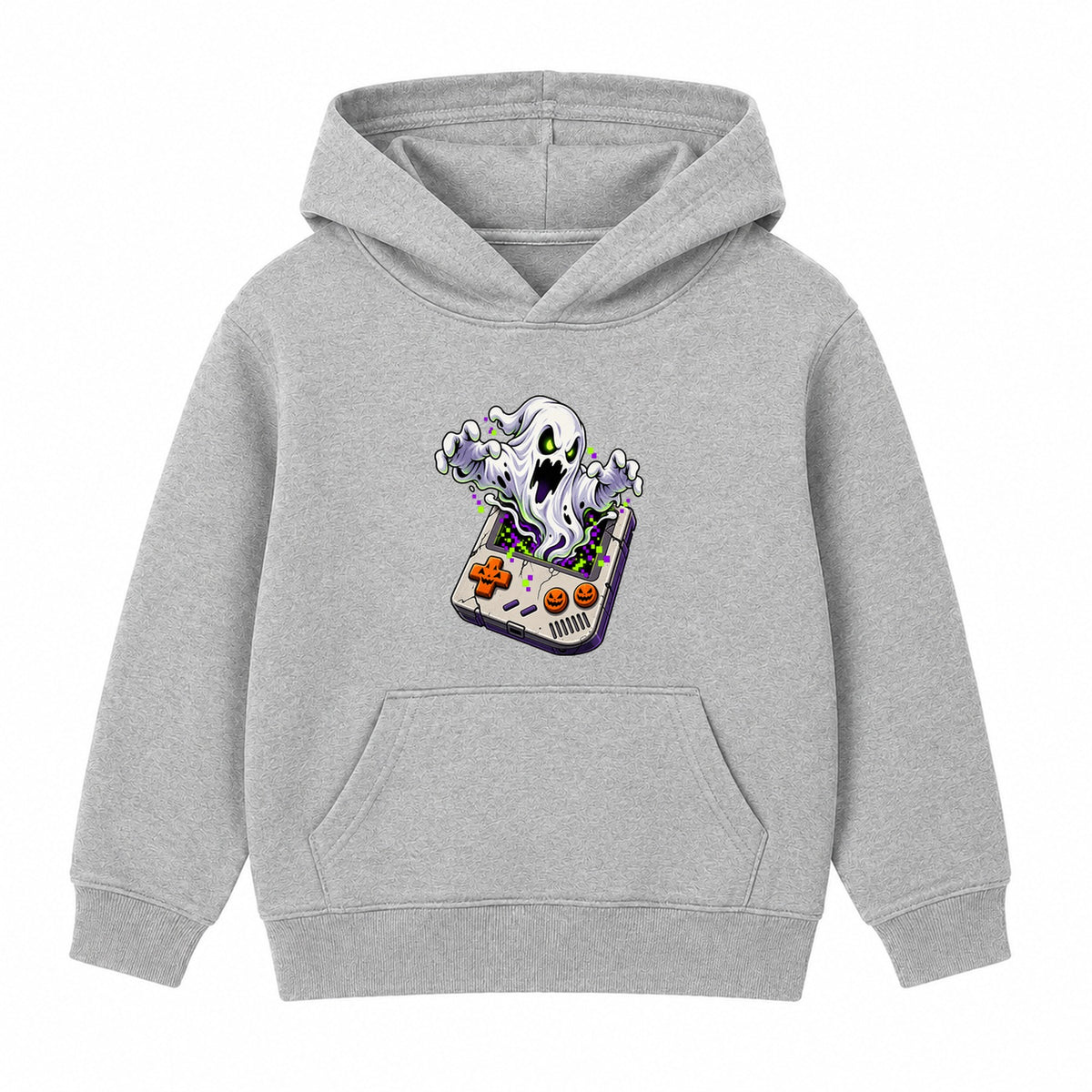 Retro Game Ghost adult Halloween hoodie - Heather Grey