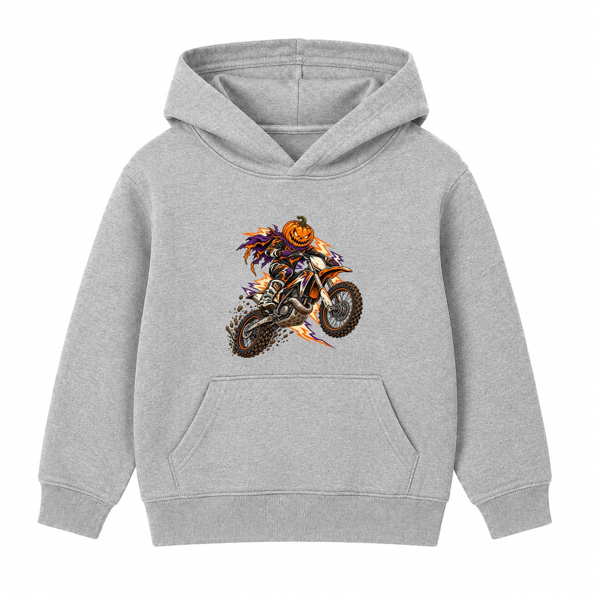 Motocross Pumpkin adult Halloween hoodie - Heather Grey
