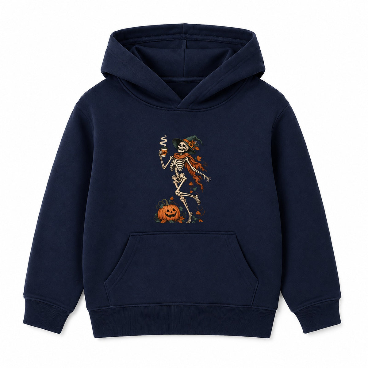 Coffee Skeleton adult Halloween hoodie - Navy