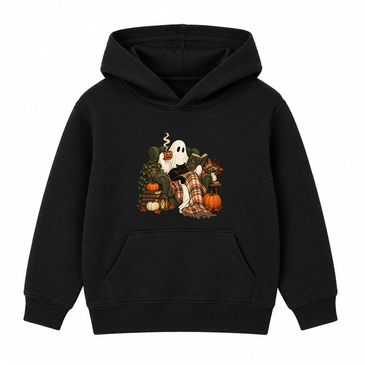 Cosy Reading Ghost adult Halloween hoodie - Black
