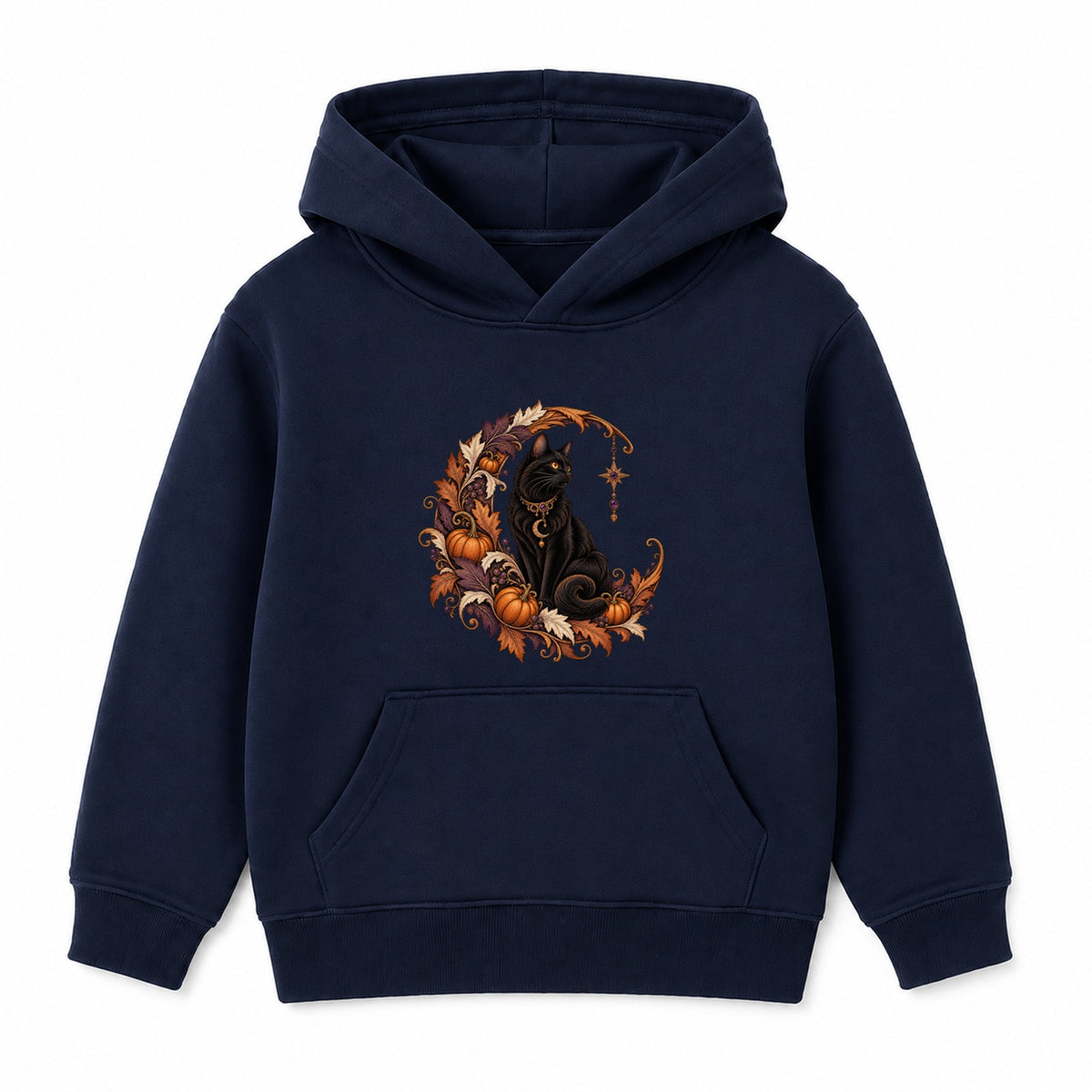Crescent Cat adult Halloween hoodie - Navy