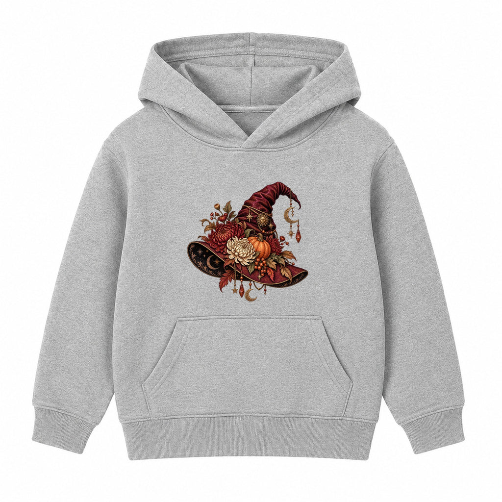 Floral Witch Hat adult Halloween hoodie - Heather Grey