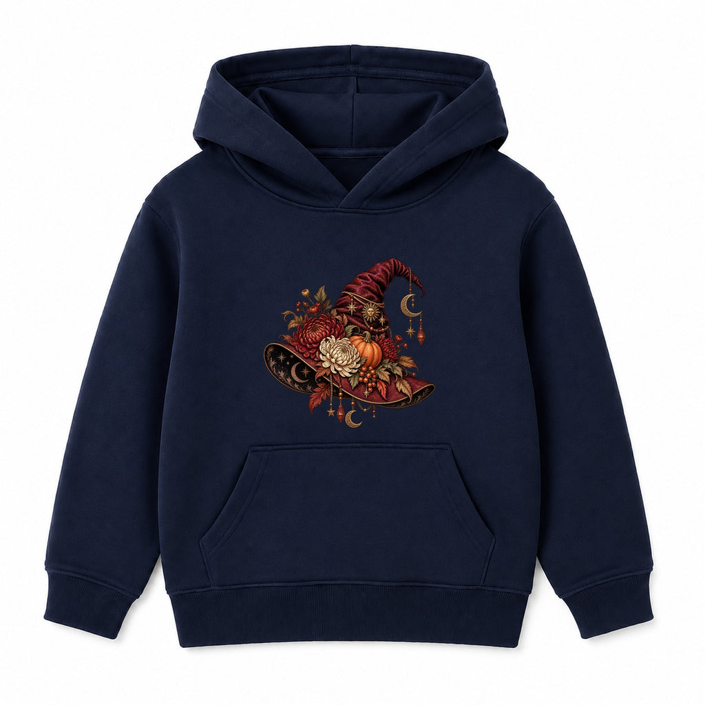 Floral Witch Hat adult Halloween hoodie - Navy