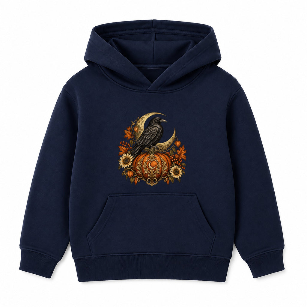 Raven and Pumpkin adult Halloween hoodie - Navy