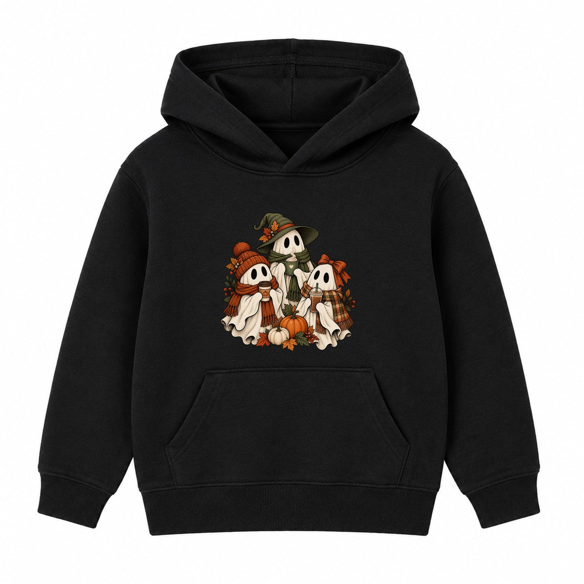 Coffee Ghosts adult Halloween hoodie - Black