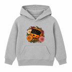 Sleepy Pumpkin Cat adult Halloween hoodie - Heather Grey