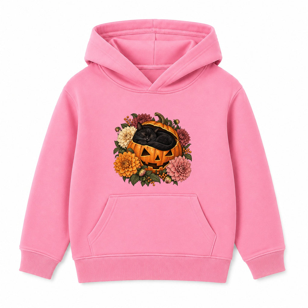 Sleepy Pumpkin Cat adult Halloween hoodie - Pink
