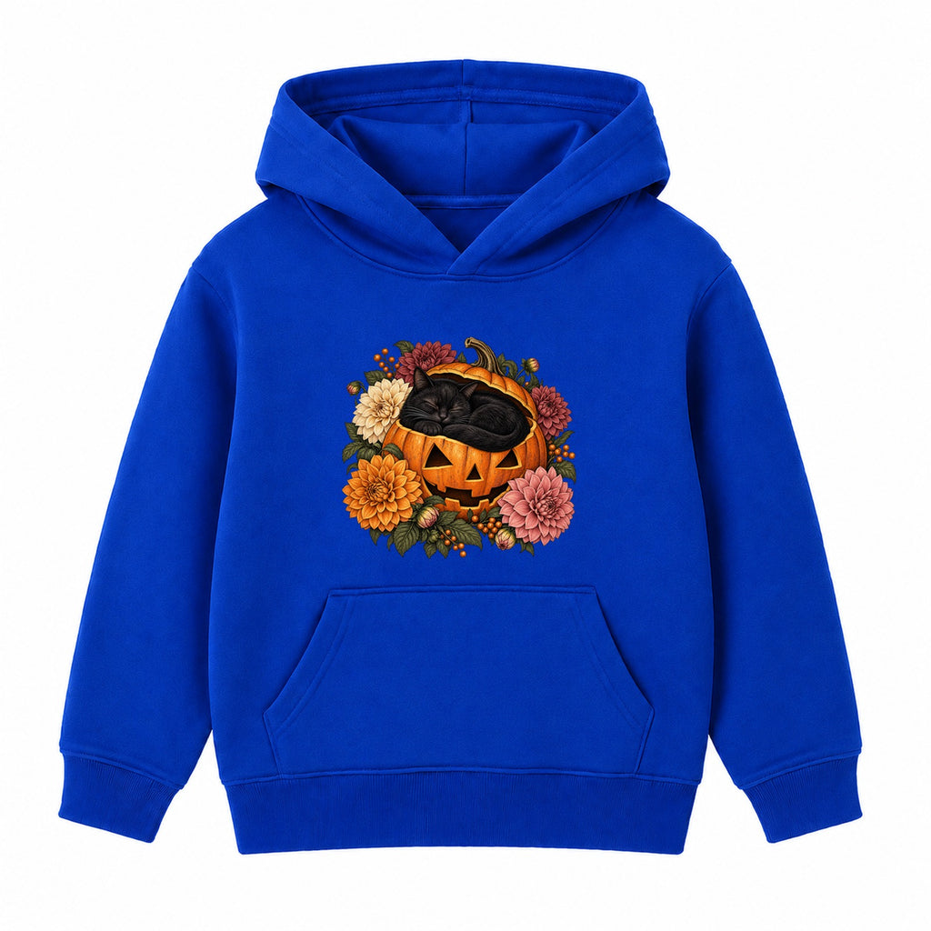 Sleepy Pumpkin Cat adult Halloween hoodie - Royal Blue