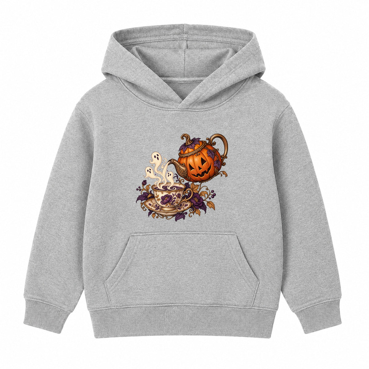 Pumpkin Teapot adult Halloween hoodie - Heather Grey