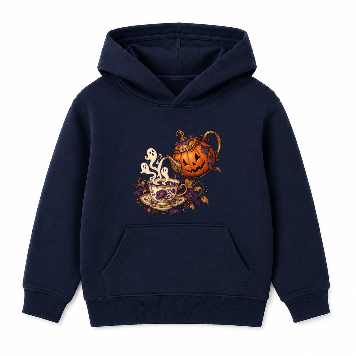 Pumpkin Teapot adult Halloween hoodie - Navy