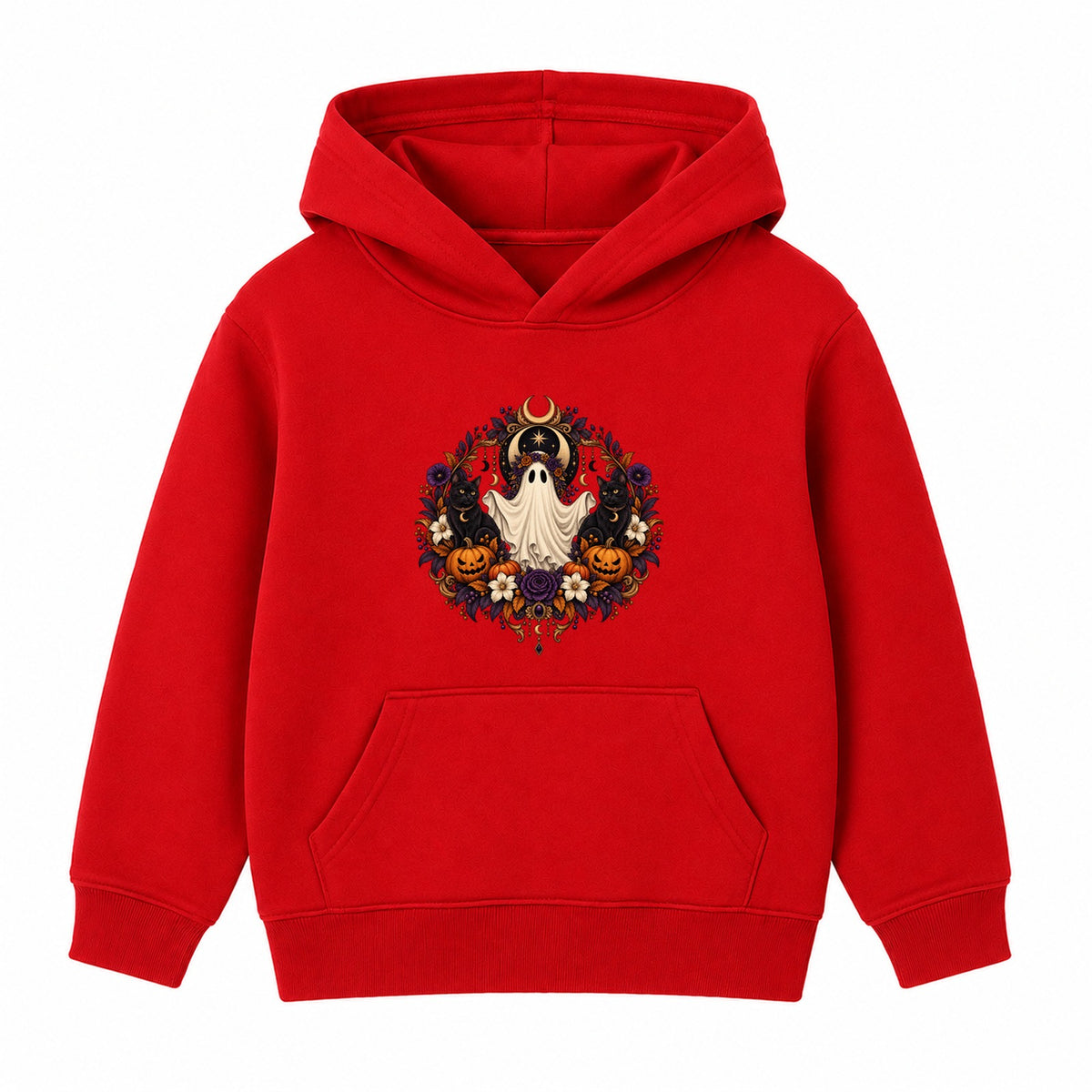Ghost Wreath adult Halloween hoodie - Red