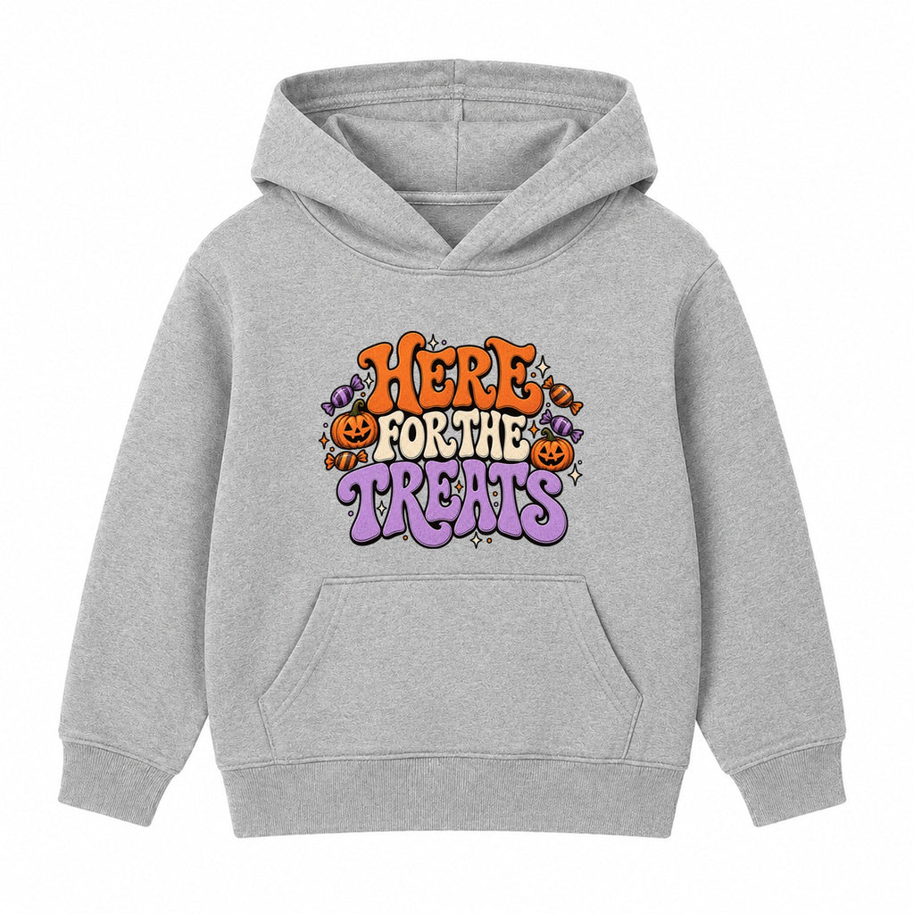 Here For The Treats adult Halloween hoodie - Heather Grey
