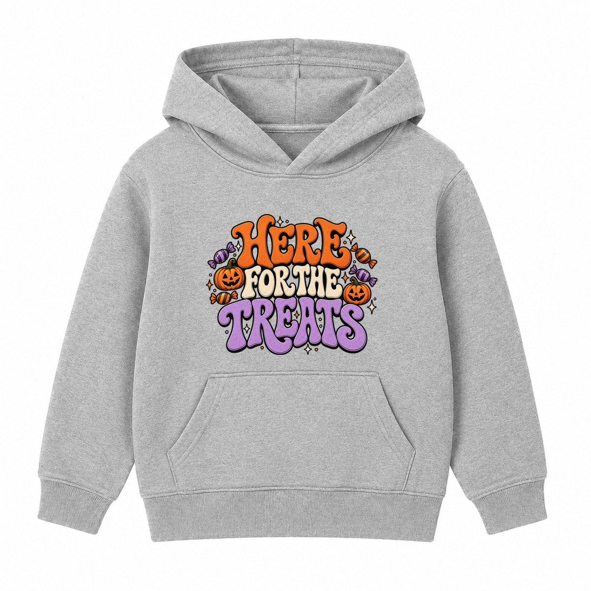 Here For The Treats adult Halloween hoodie - Heather Grey