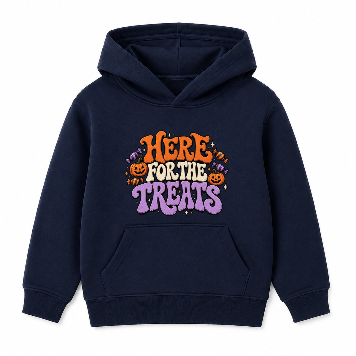 Here For The Treats adult Halloween hoodie - Navy