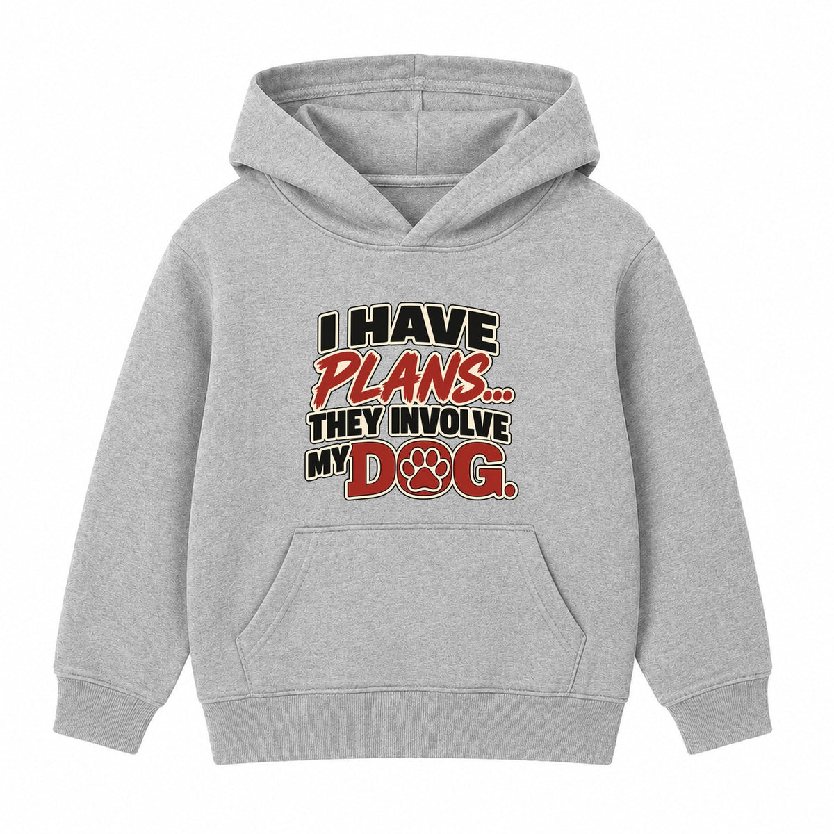 Plans Involve My Dog kids hoodie - Heather Grey