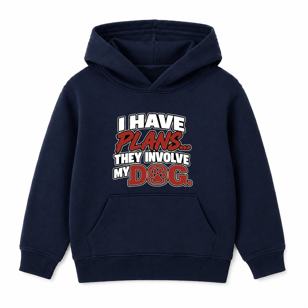 Plans Involve My Dog kids hoodie - Navy