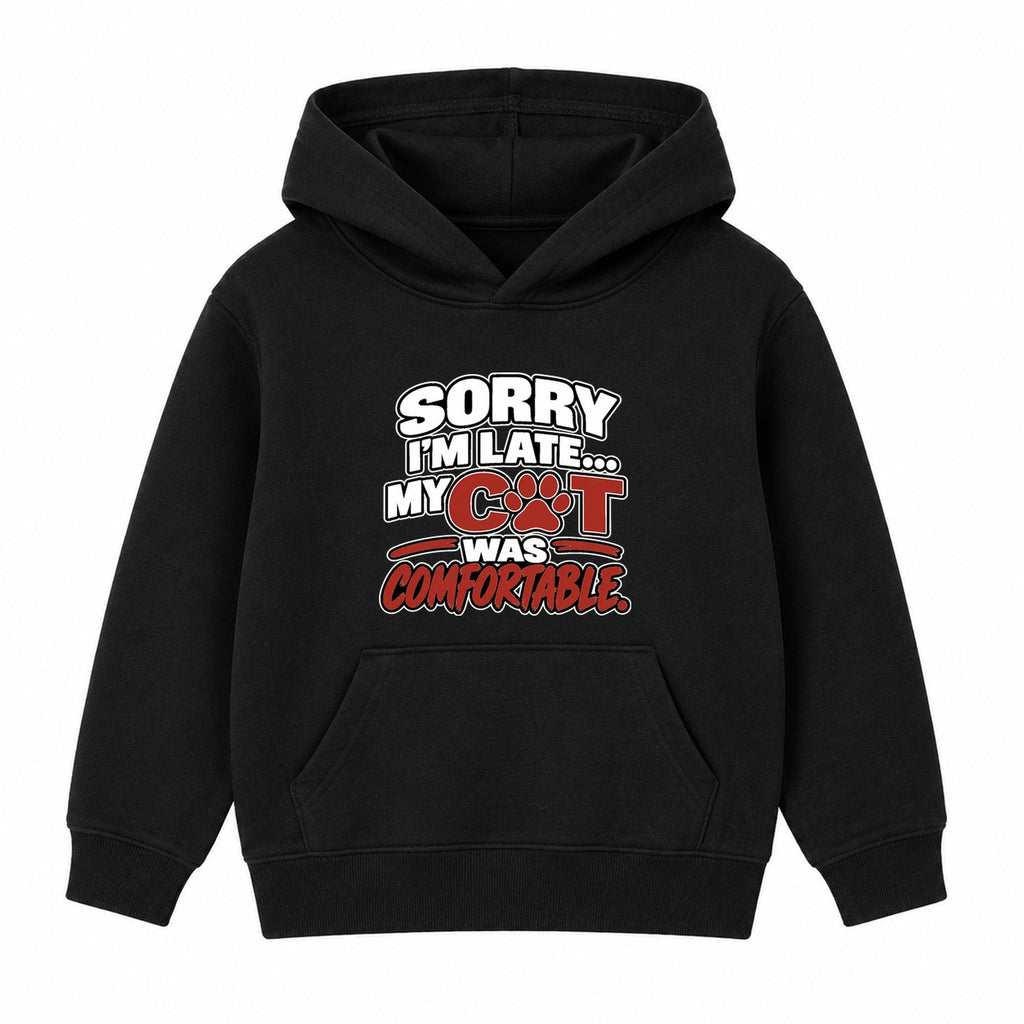 My Cat Was Comfortable kids hoodie - Black