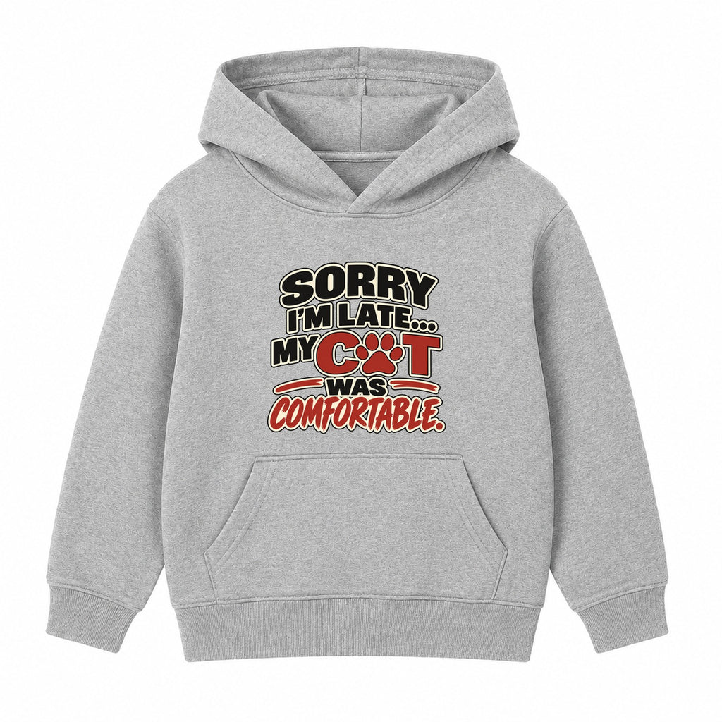 My Cat Was Comfortable kids hoodie - Heather Grey