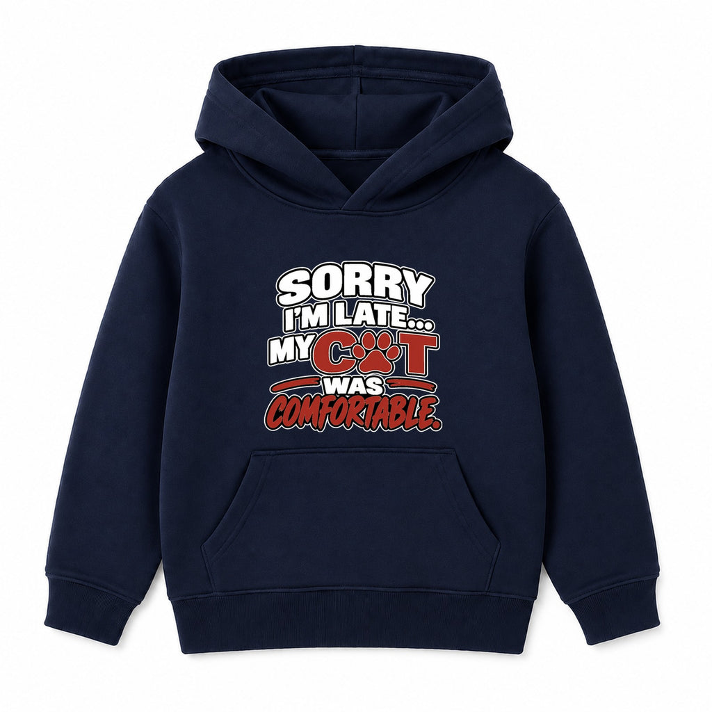 My Cat Was Comfortable kids hoodie - Navy