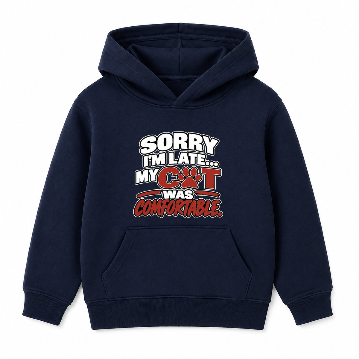 My Cat Was Comfortable kids hoodie - Navy