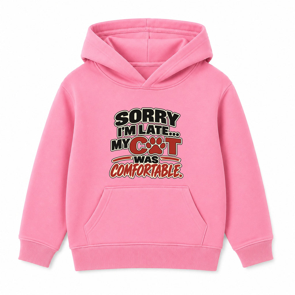 My Cat Was Comfortable kids hoodie - Pink