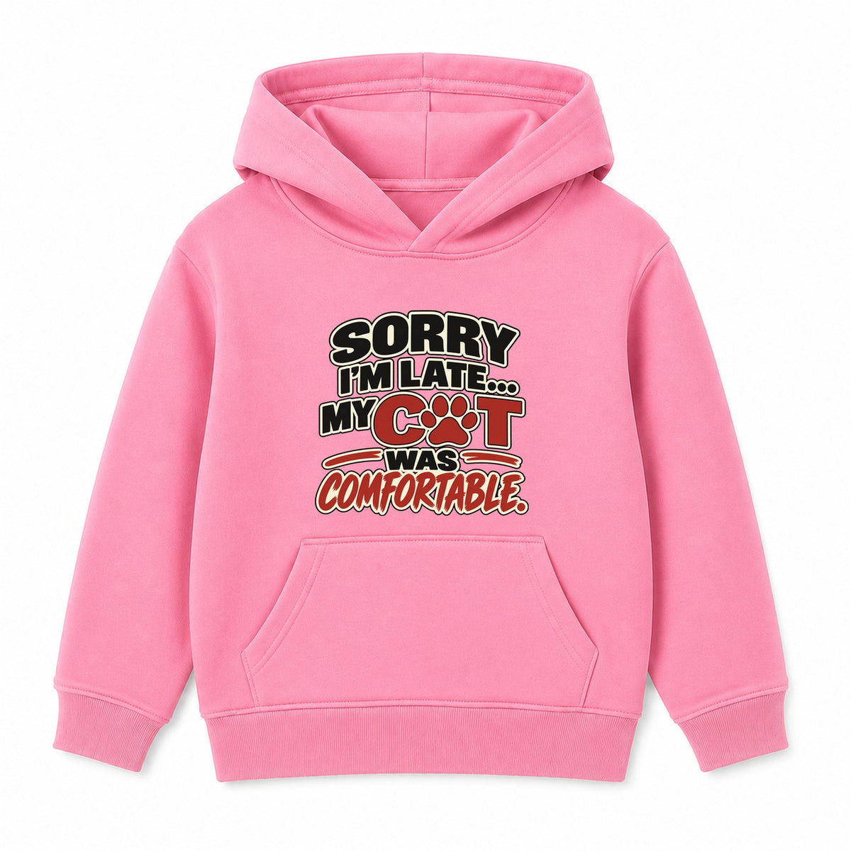 My Cat Was Comfortable kids hoodie - Pink