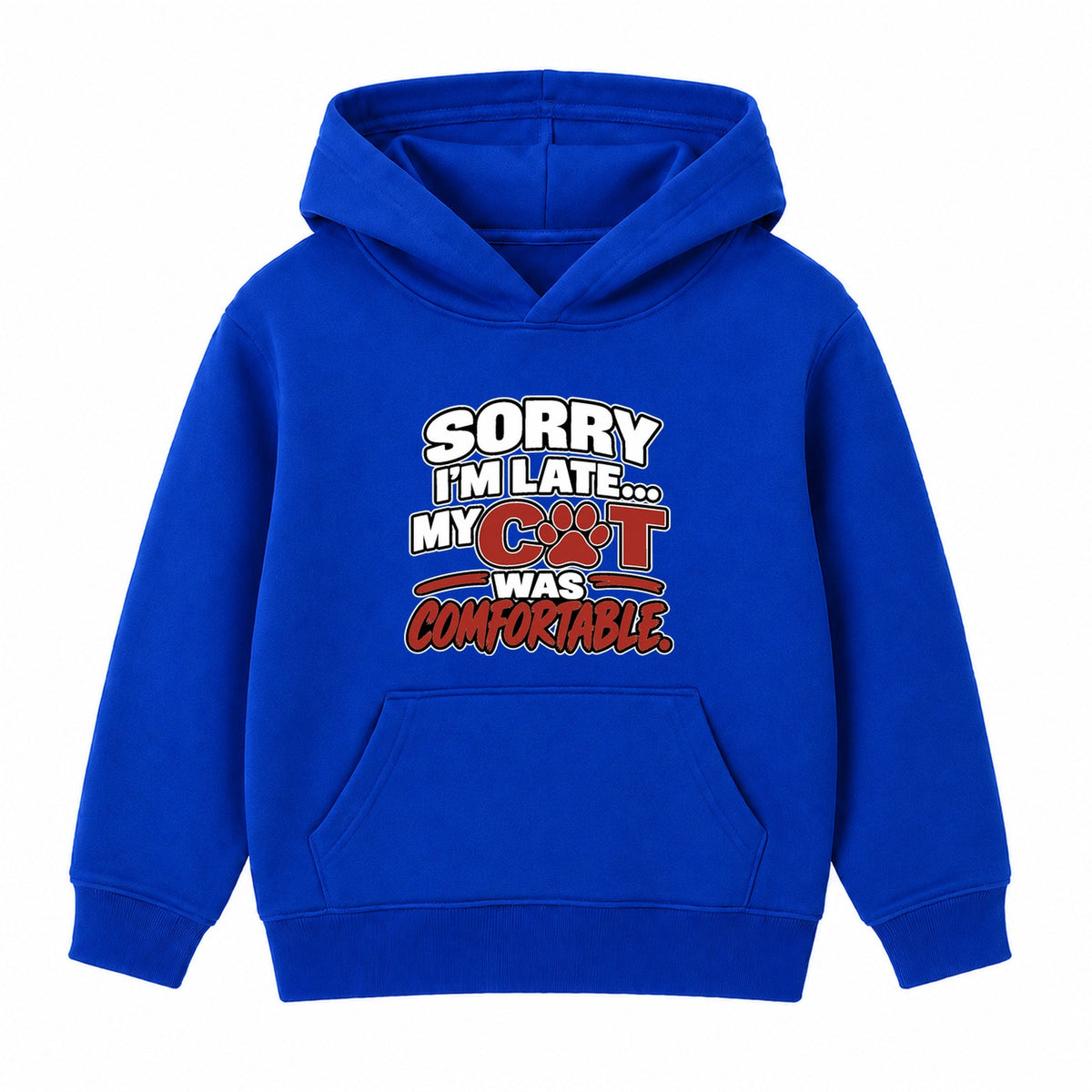 My Cat Was Comfortable kids hoodie - Royal Blue