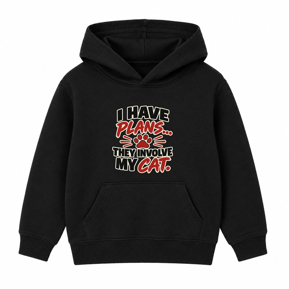 Plans Involve My Cat kids hoodie - Black